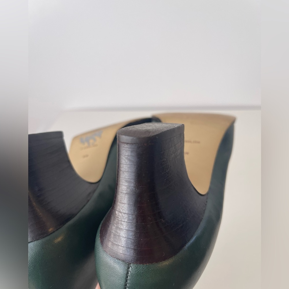 Forest Green Leather Vintage Pumps Vintage Shoes 9M - Picture 9 of 14